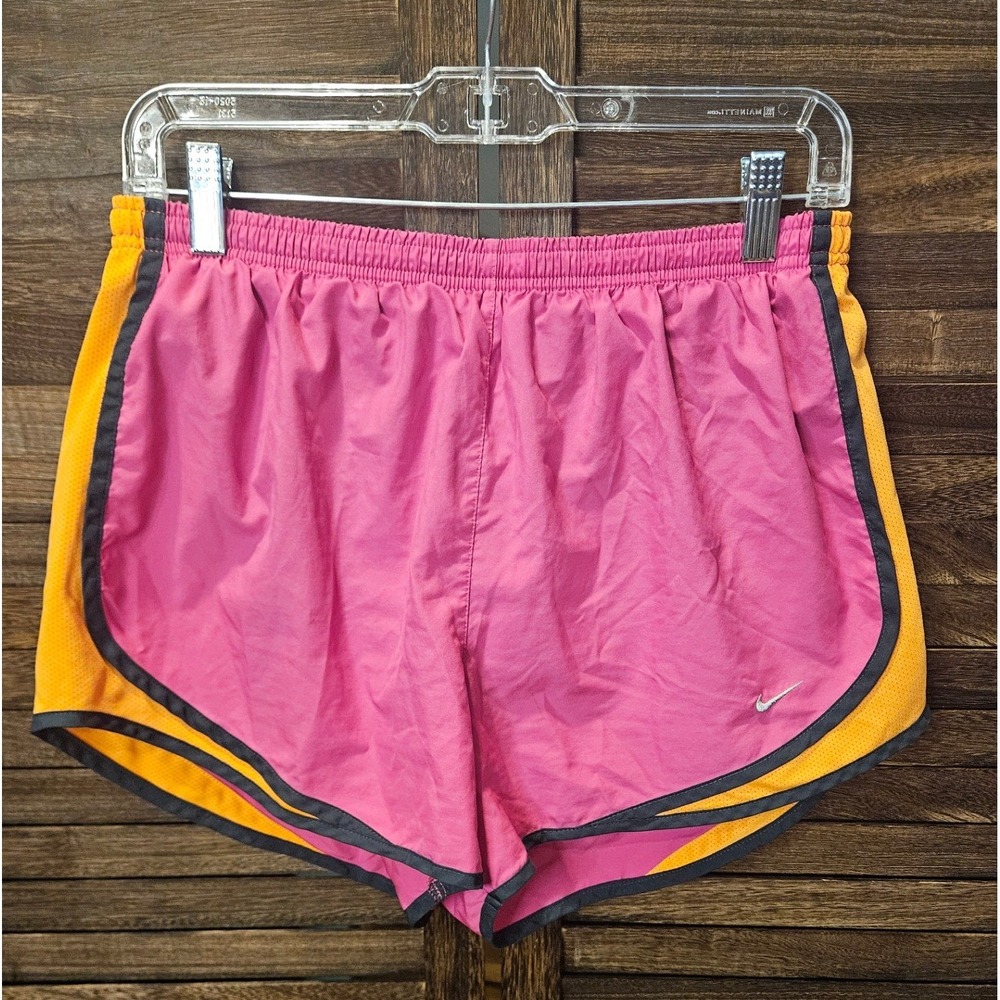 Nike Running Shorts EUC Wmn L Dusty Rose Dri-Fit Lined Mesh Trim Activewear #858
